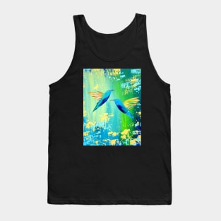 Yellow, Green and Hummingbirds Tank Top